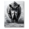 Rinoceronte en Carrera – Cuadro Animal Blanco y Negro para Decoración Tribal