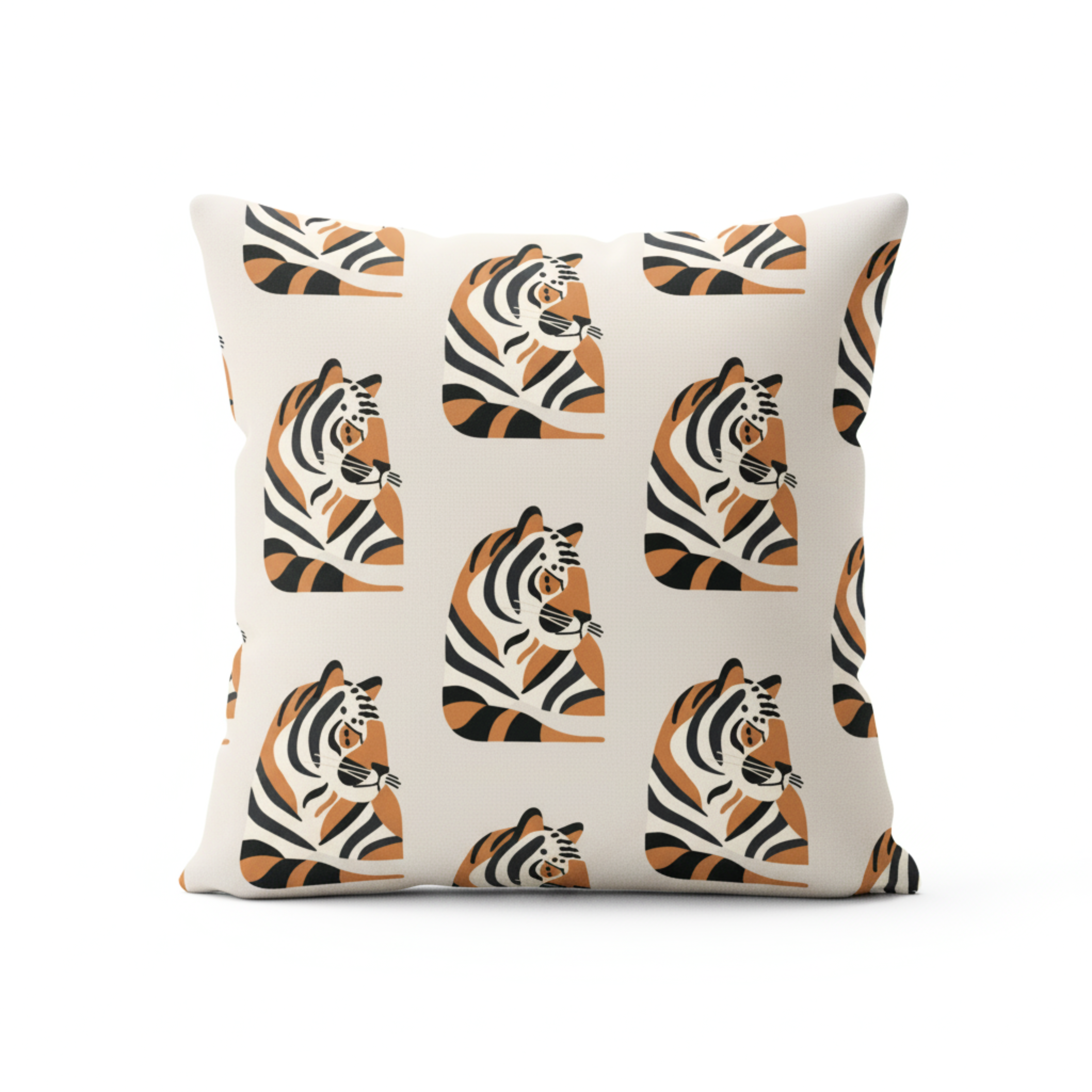 Cojín Estampado Tigre Bebé en Estilo Minimalista – Decoración Infantil con Toques Étnicos y Exóticos