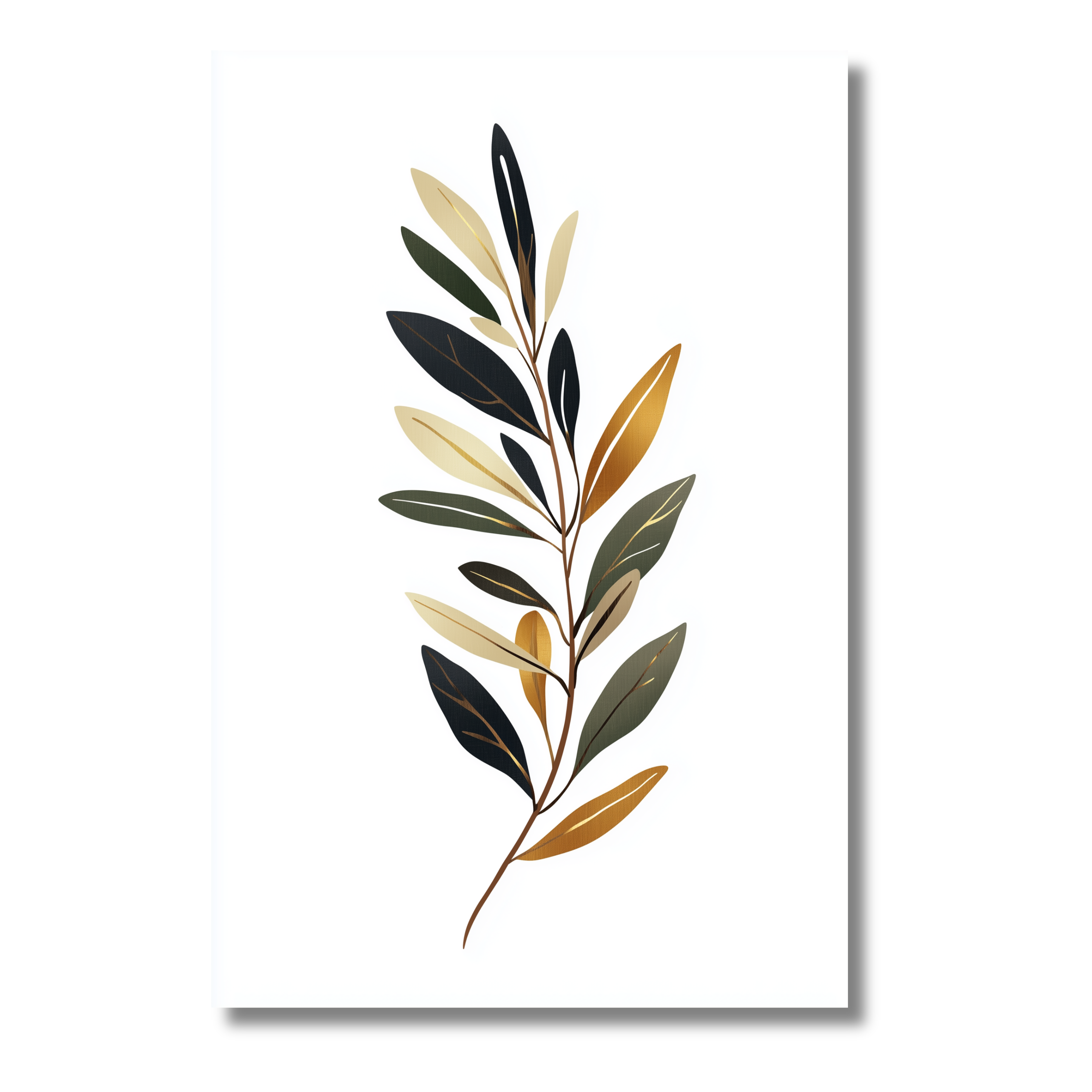 Rama Botánica Elegante en Tonos Cálidos – Lámina Vertical para Decorar