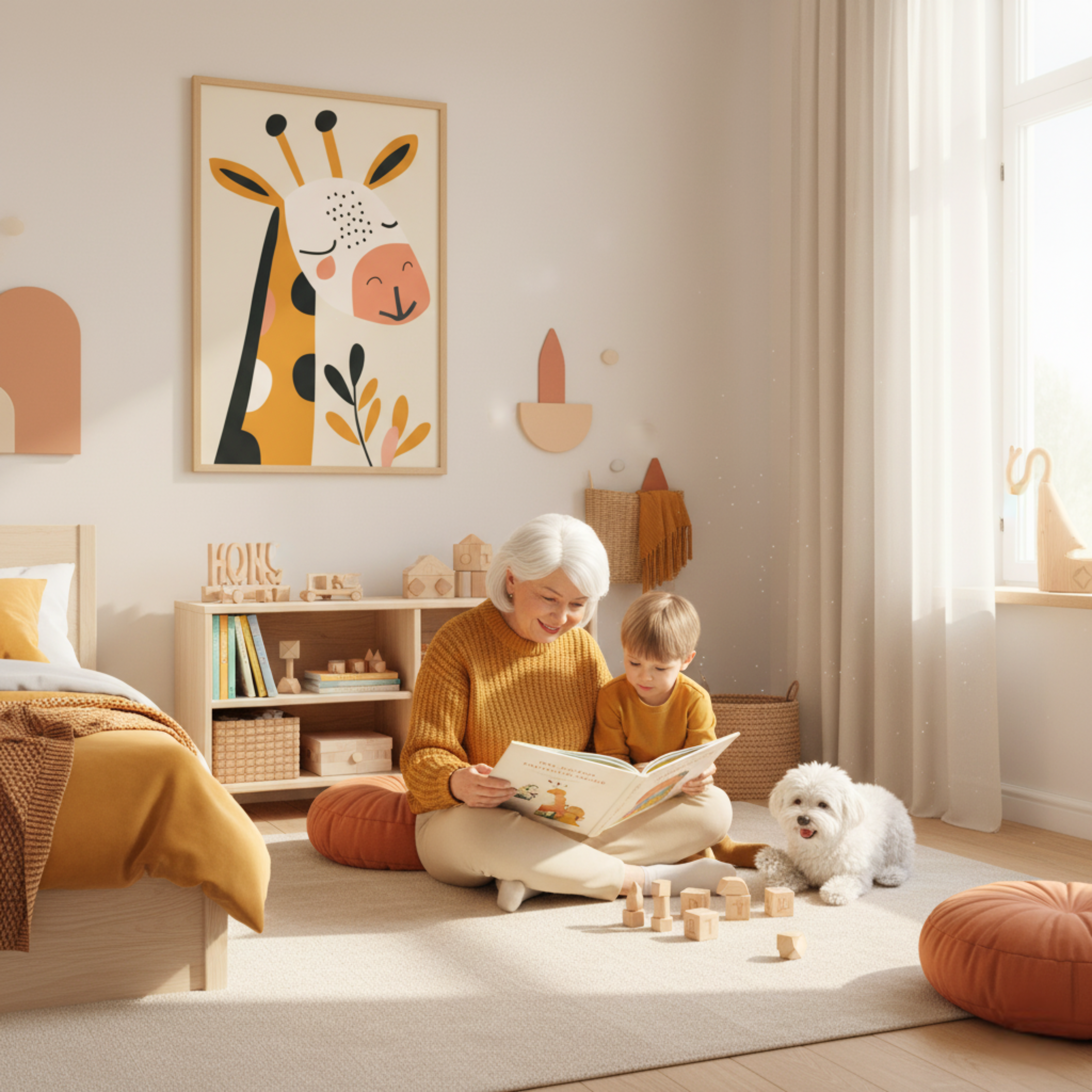 Jirafa Minimalista Sonriente – Cuadro Infantil con Toques Divertidos