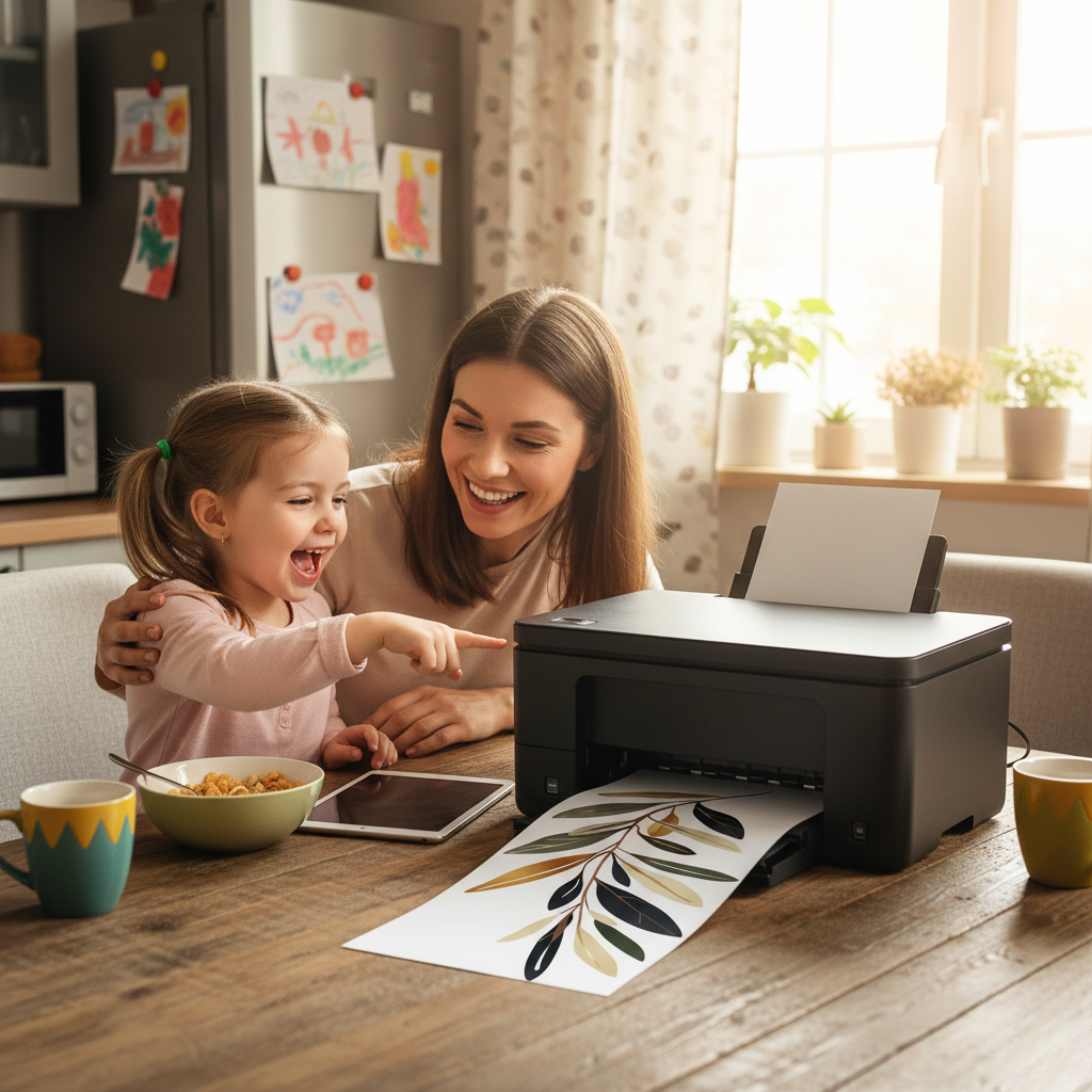 Rama Botánica Elegante en Tonos Cálidos – Lámina Vertical para Decorar