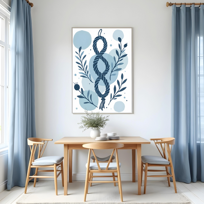 Composición Bohemia en Azul – Nudo Decorativo Minimalista
