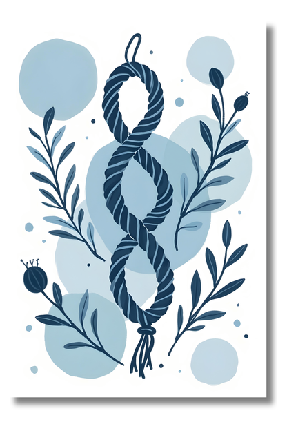 Composición Bohemia en Azul – Nudo Decorativo Minimalista