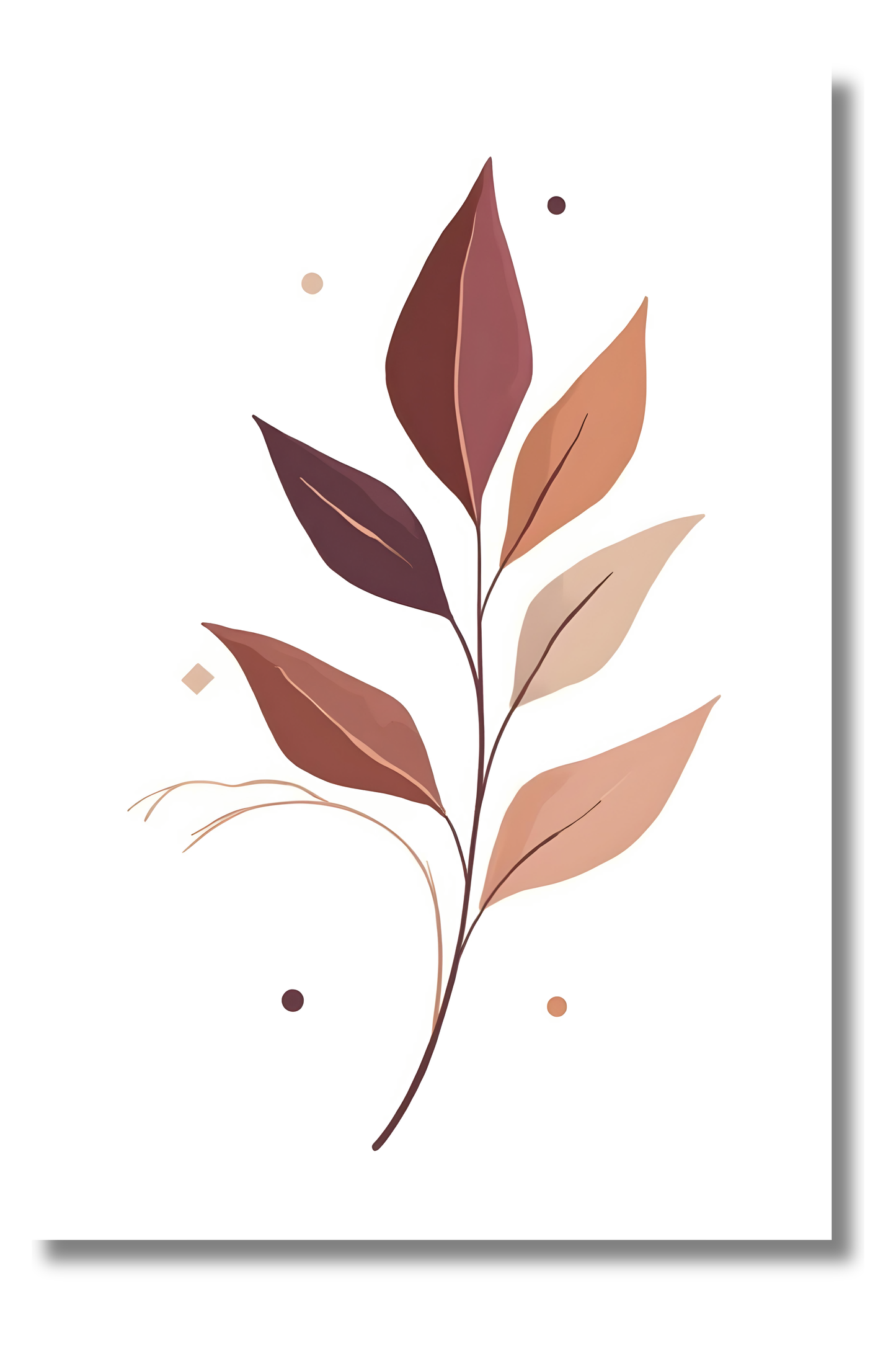 Cuadro de Inspiración Natural con Hojas Abstractas Boho