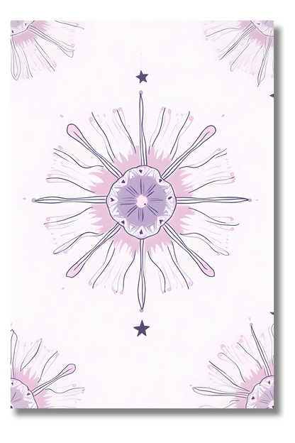 Flor Mística en Explosión Lavanda – Arte Boho para Espacios Sutiles