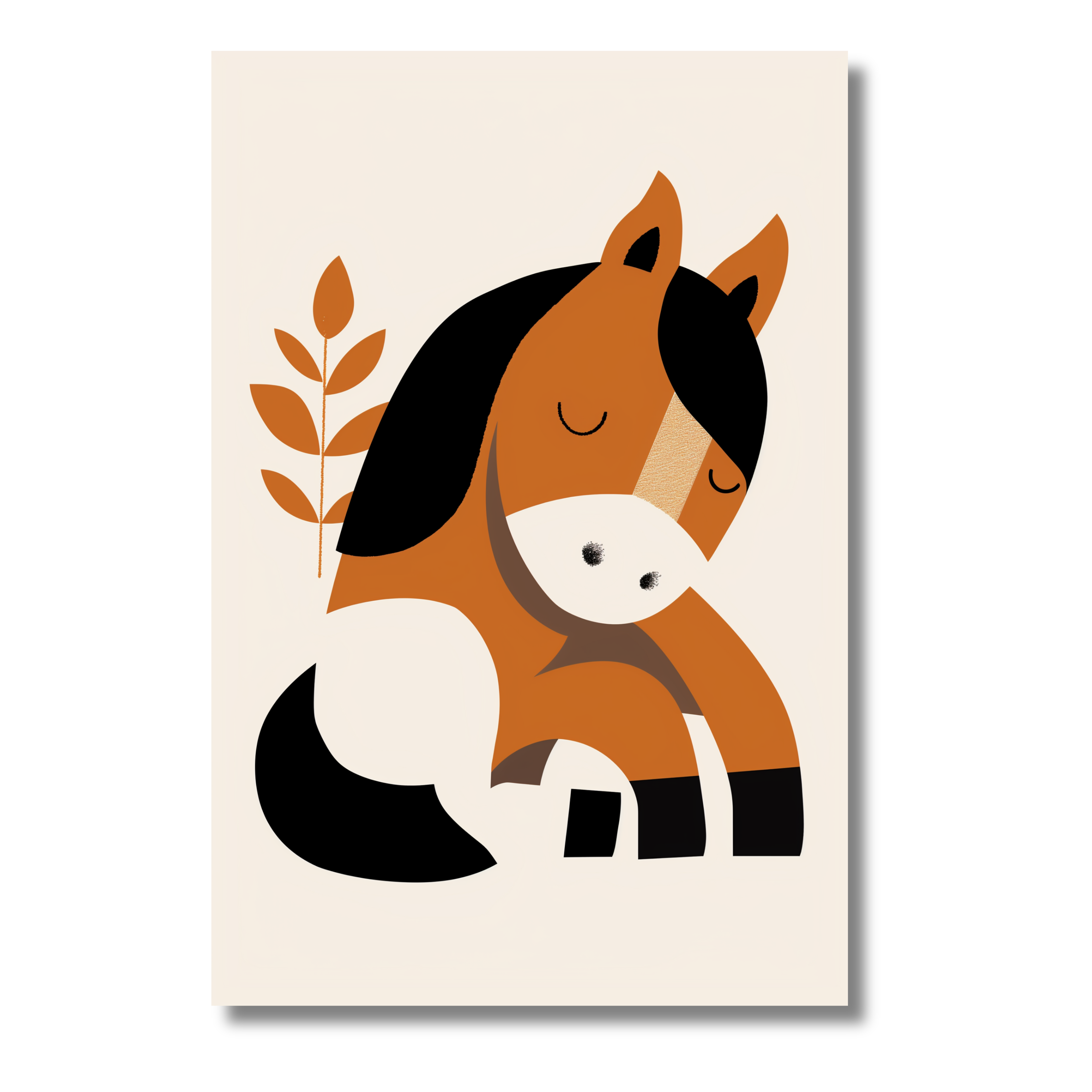 Caballo Bebé en Estilo Minimalista – Cuadro Infantil para Decoración Dulce