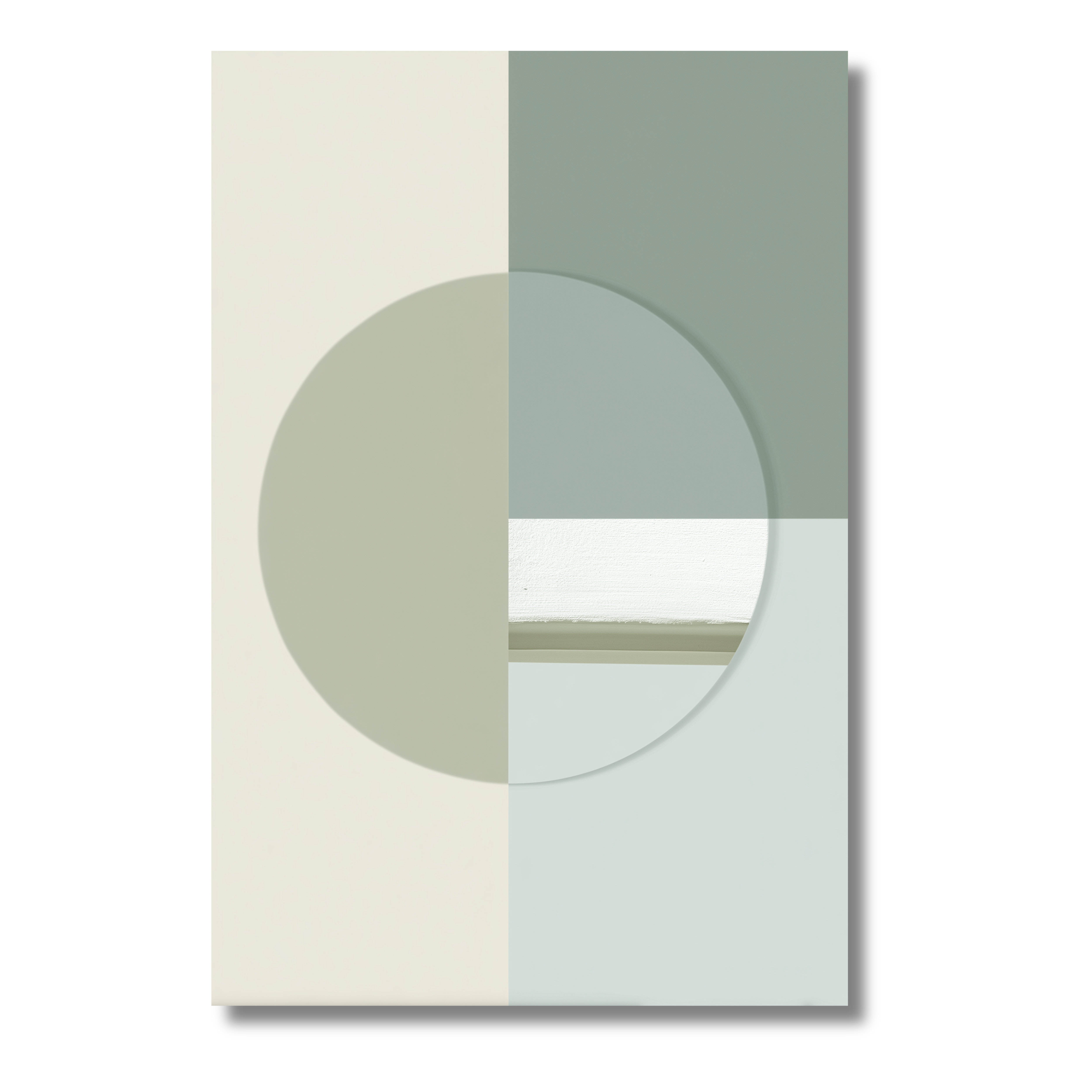 Círculo Abstracto en Tonos Verde y Beige – Póster Geométrico Minimalista