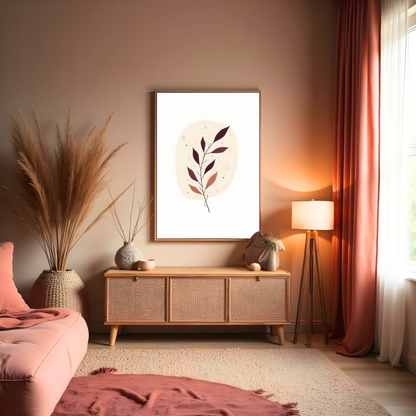 Arte en Lienzo Boho con Diseño Botánico Minimalista