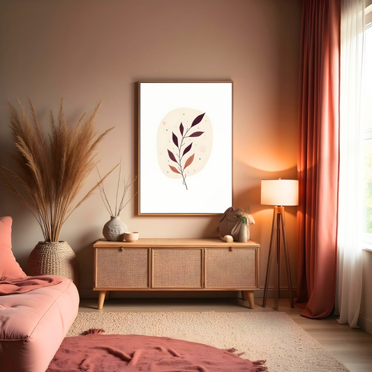 Arte en Lienzo Boho con Diseño Botánico Minimalista