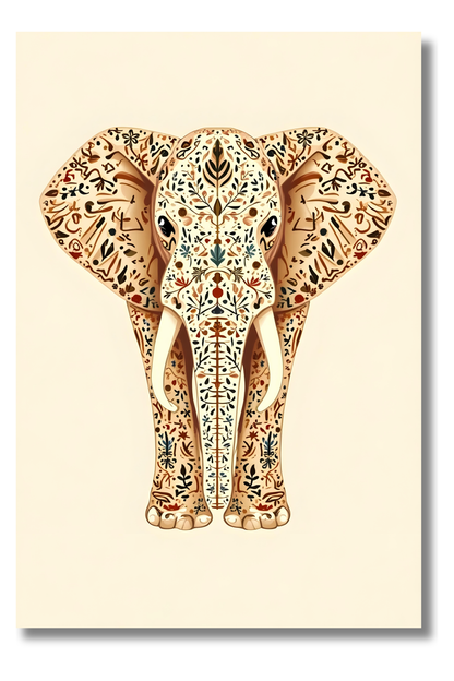 Elefante Decorativo Tribal – Arte Animal Boho para Espacios Exóticos