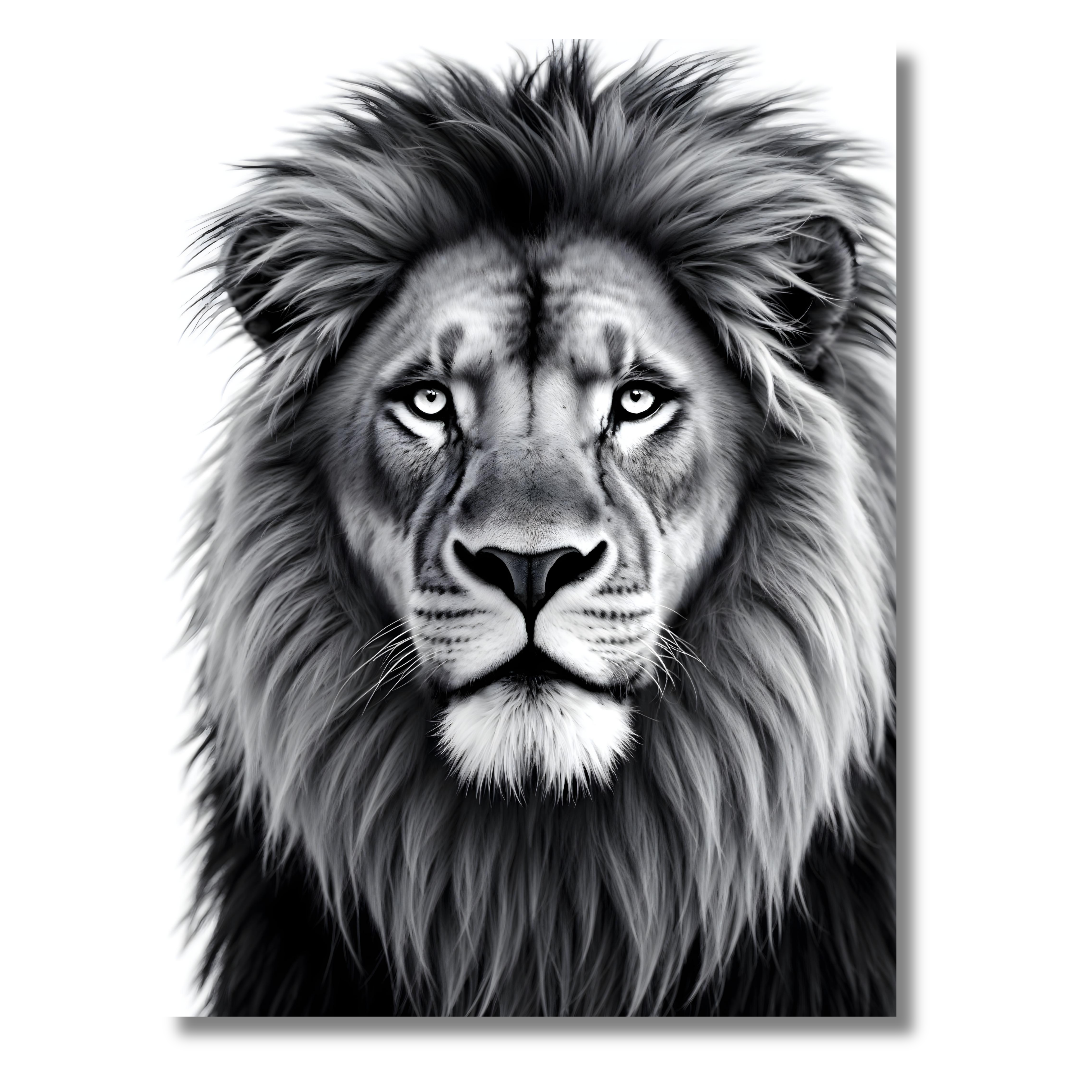 León Majestuoso – Cuadro Animal Blanco y Negro para Ambientes de Carácter