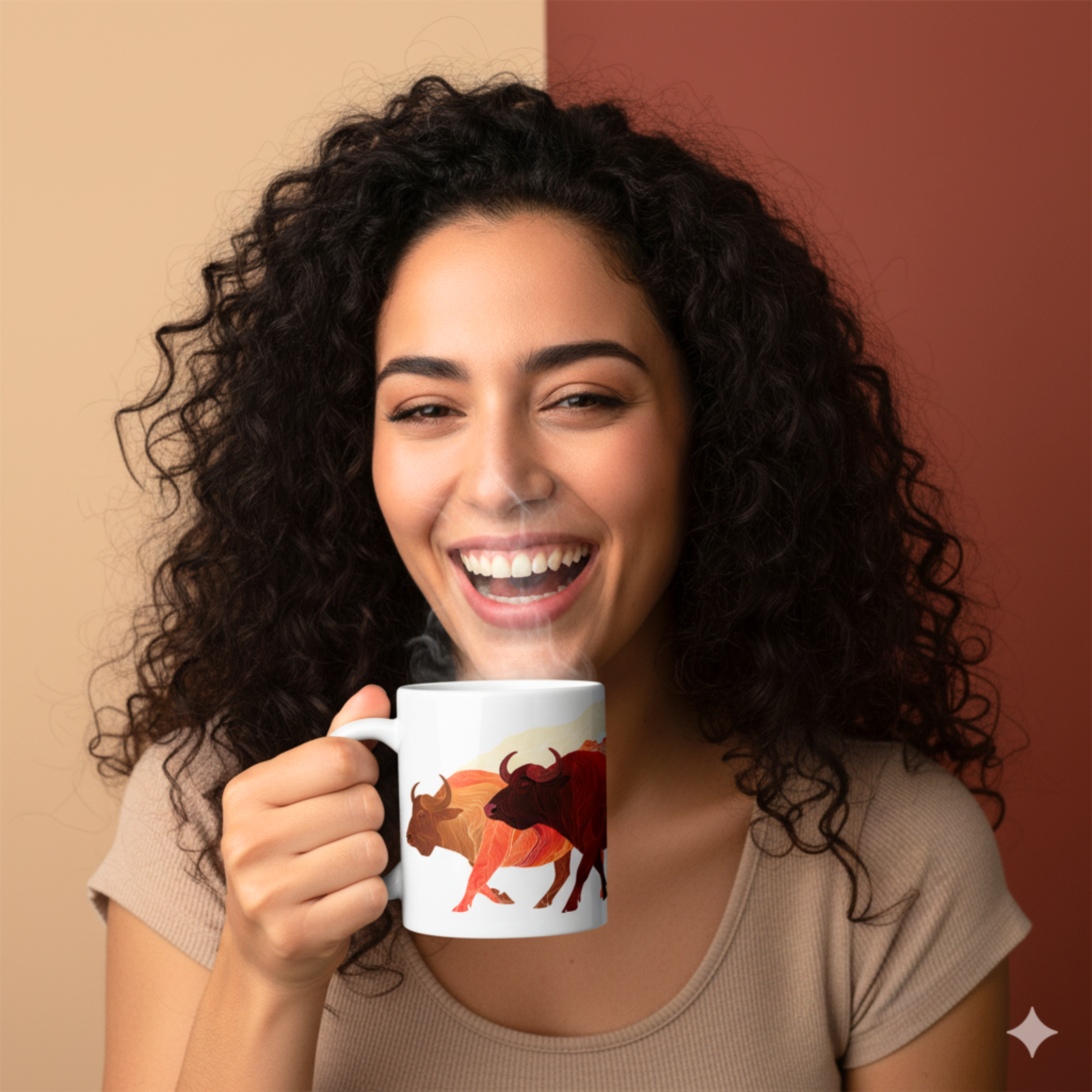 Manada de Búfalos Africanos en Colores Intensos – Composición Gráfica de Impacto