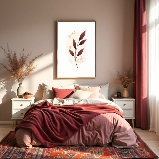 Cuadro Estilo Boho Chic con Siluetas de Plantas Abstractas