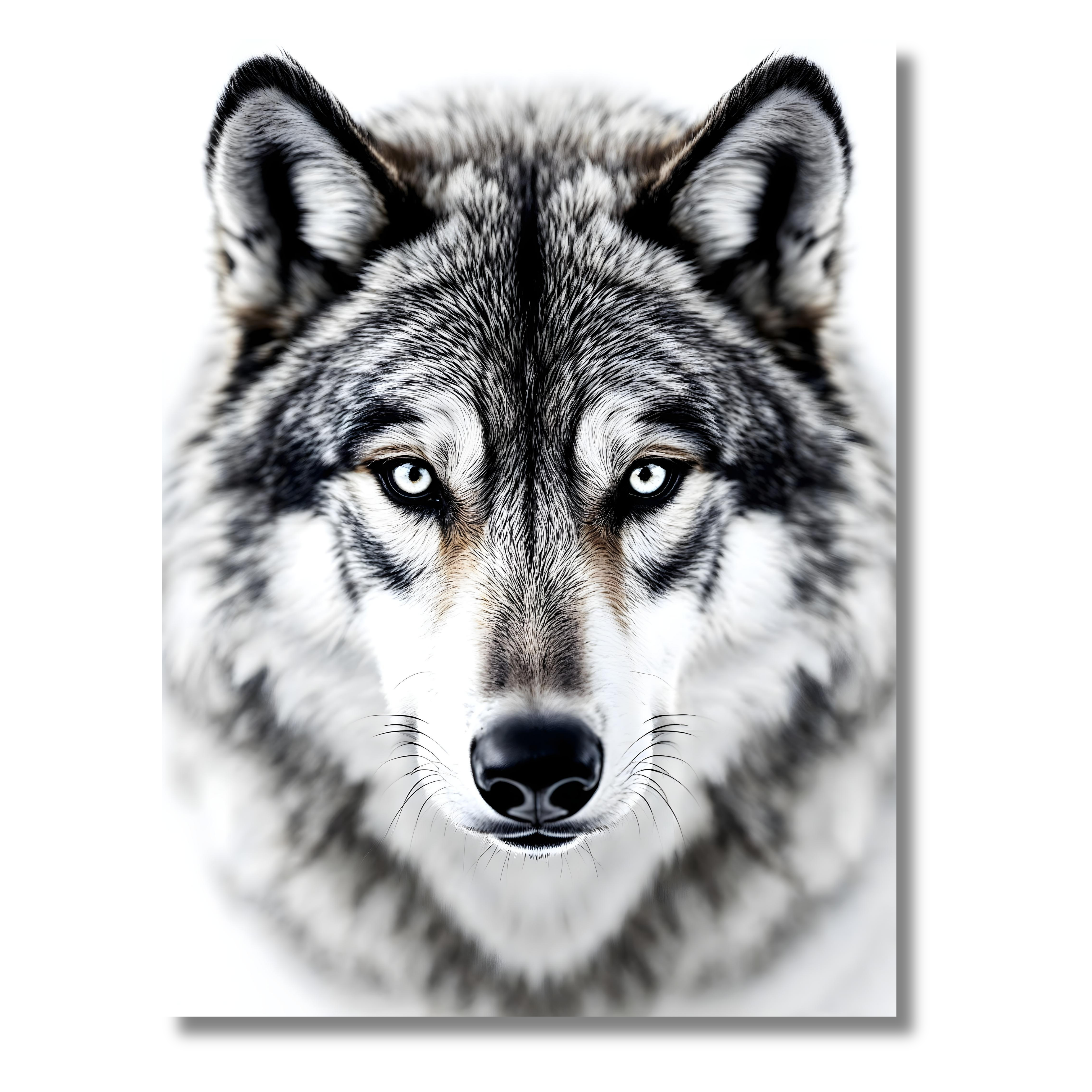 Lobo Blanco Mirador – Cuadro Animal Blanco y Negro para Espacios Elegantes