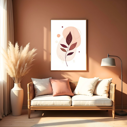 Decoración Bohemia: Cuadro de Hojas en Tonos Suaves