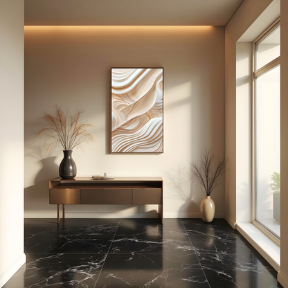 Flujo de Ondas Suaves – Cuadro Decorativo en Beige y Crema