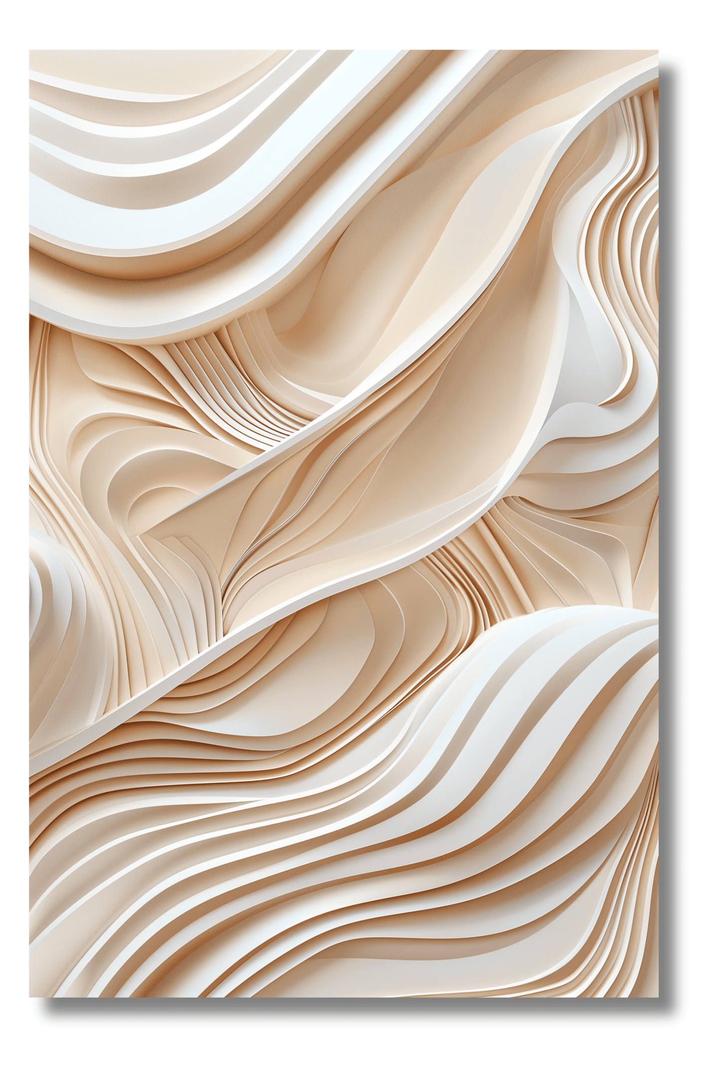 Flujo de Ondas Suaves – Cuadro Decorativo en Beige y Crema