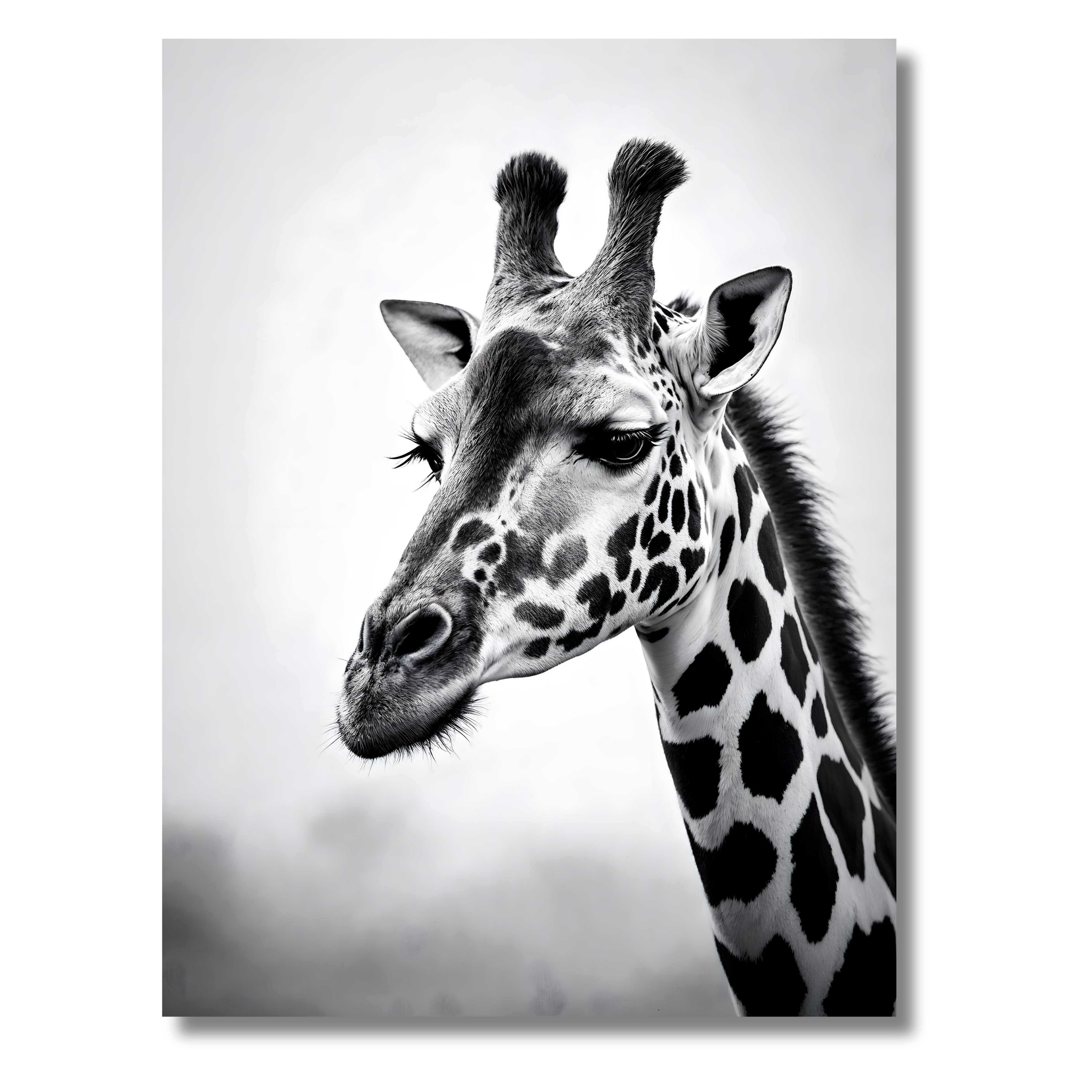 Jirafa Elegante – Cuadro Animal Blanco y Negro con Estilo Sofisticado