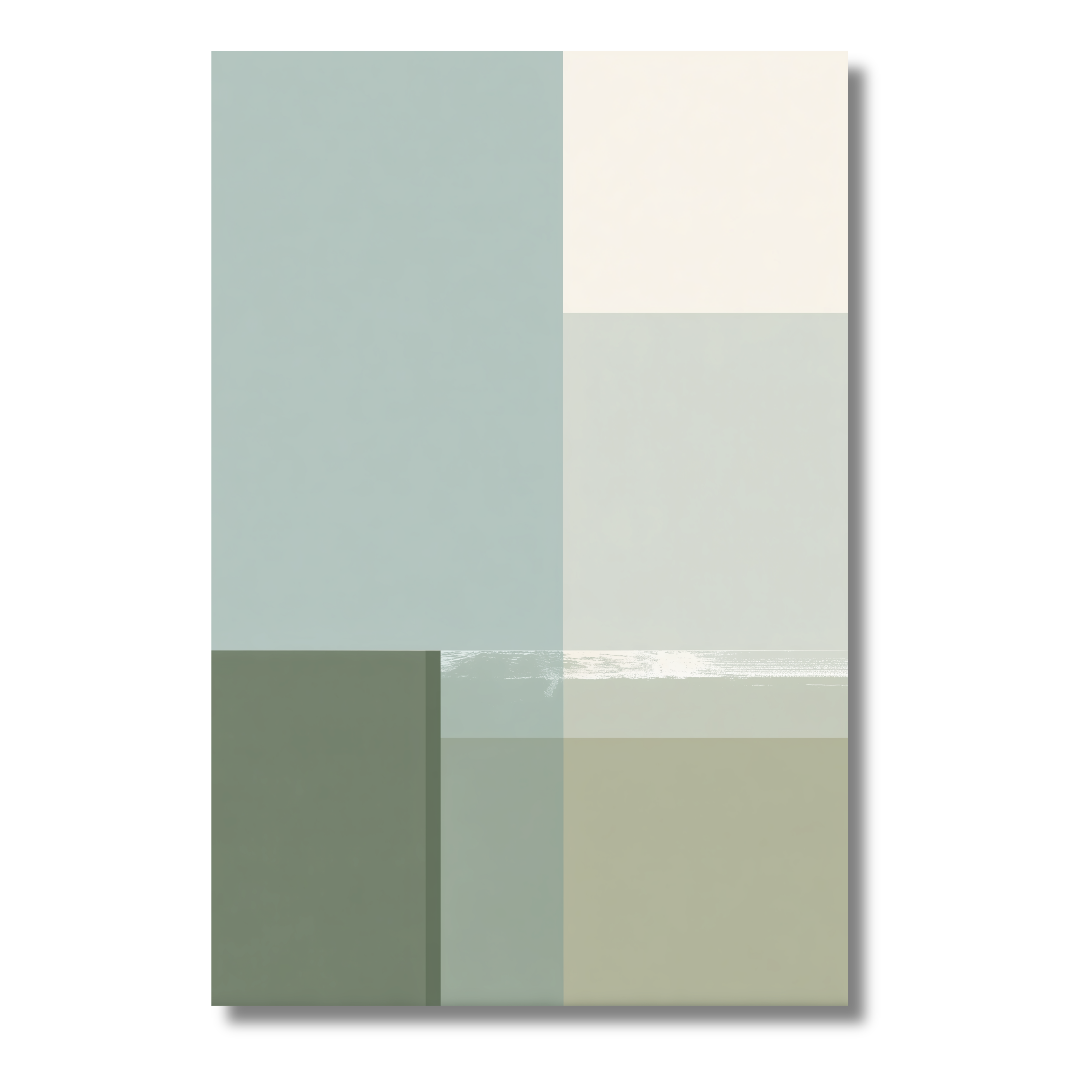 Formas Verticales en Beige y Verde – Póster Decorativo Abstracto