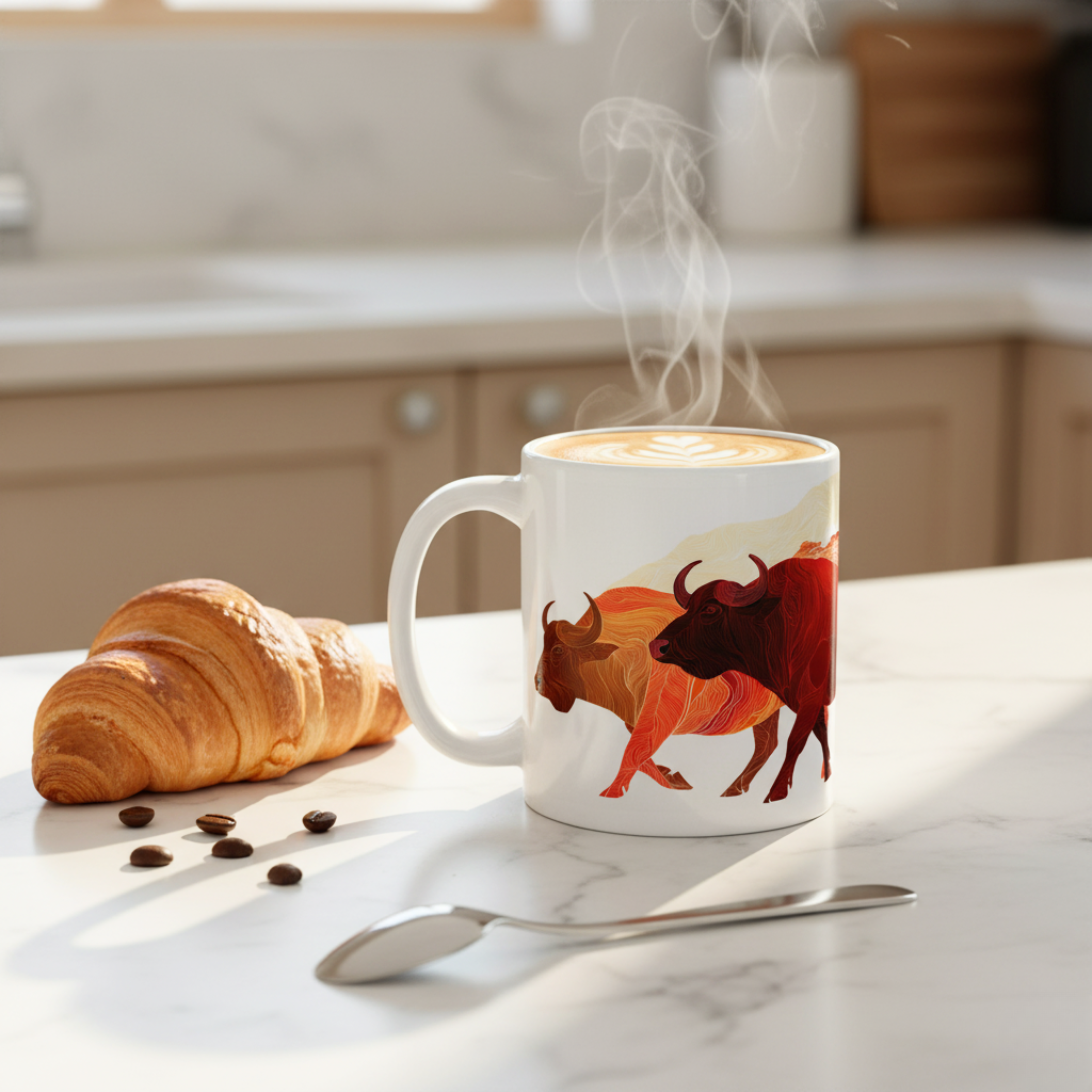 Manada de Búfalos Africanos en Colores Intensos – Composición Gráfica de Impacto