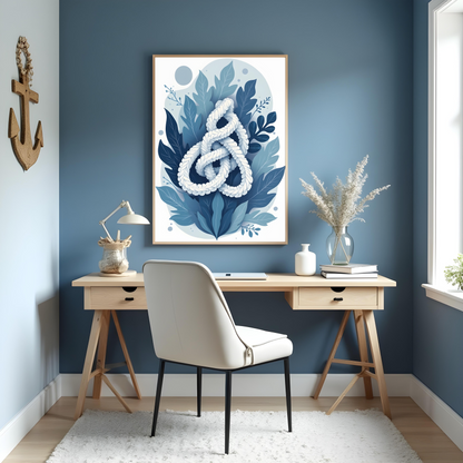Nudo Azul Estilizado – Arte con Espíritu Costero