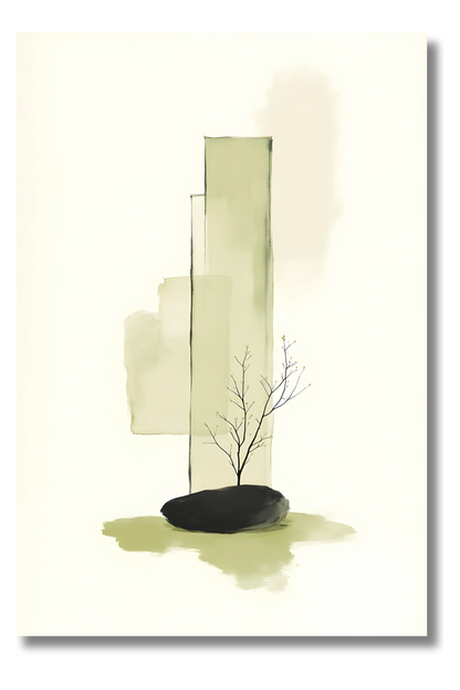 Paisaje Desnudo – Árbol Minimalista en Tinta Suave