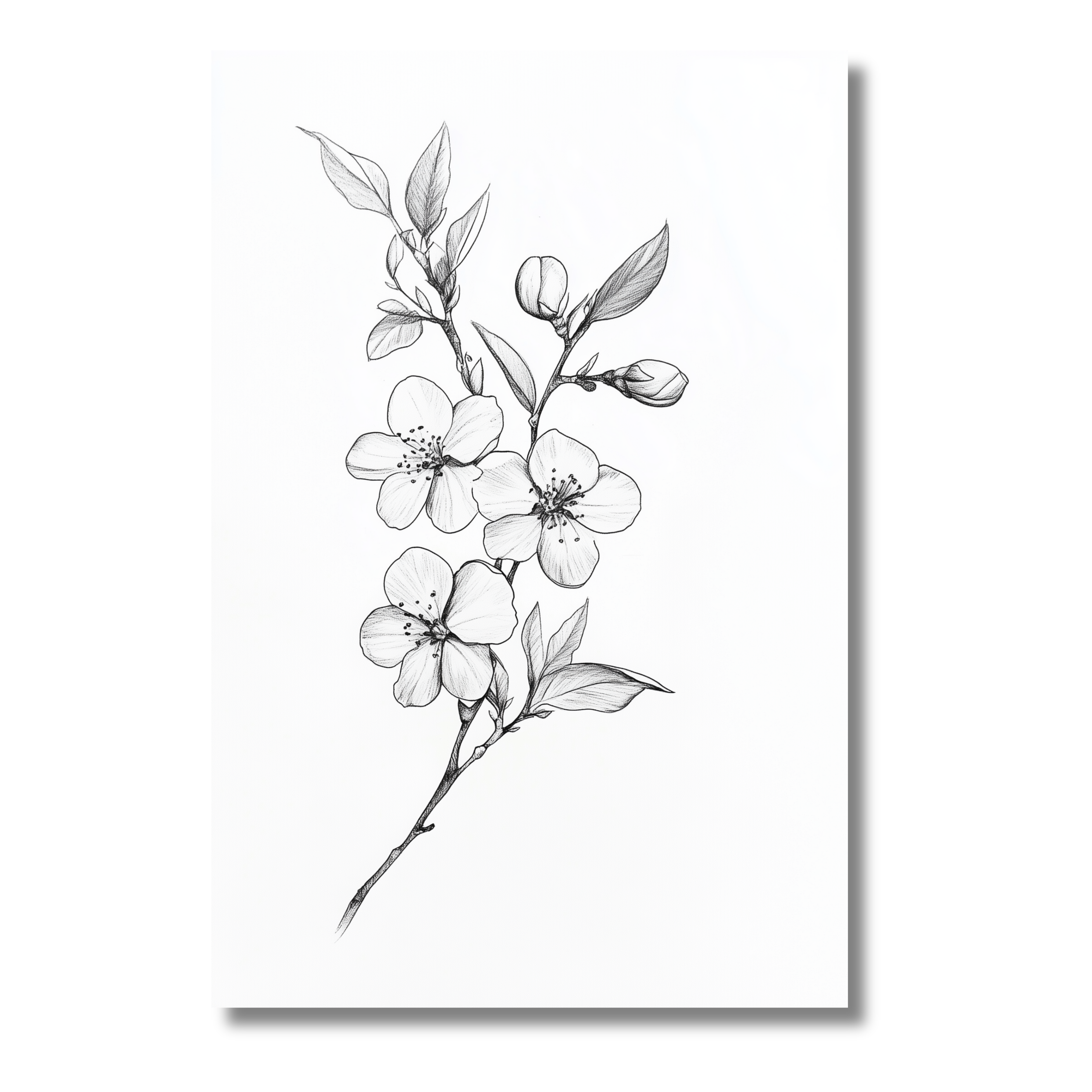 Póster de Ramas con Bayas – Diseño Delicado Estilo Sketch