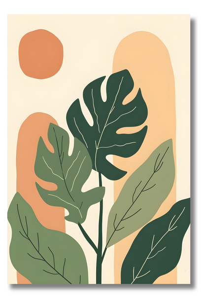 Arte de Hoja Grande Estilizada – Decoración Tropical Boho