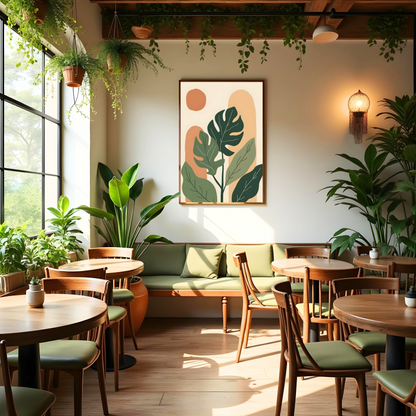Arte de Hoja Grande Estilizada – Decoración Tropical Boho