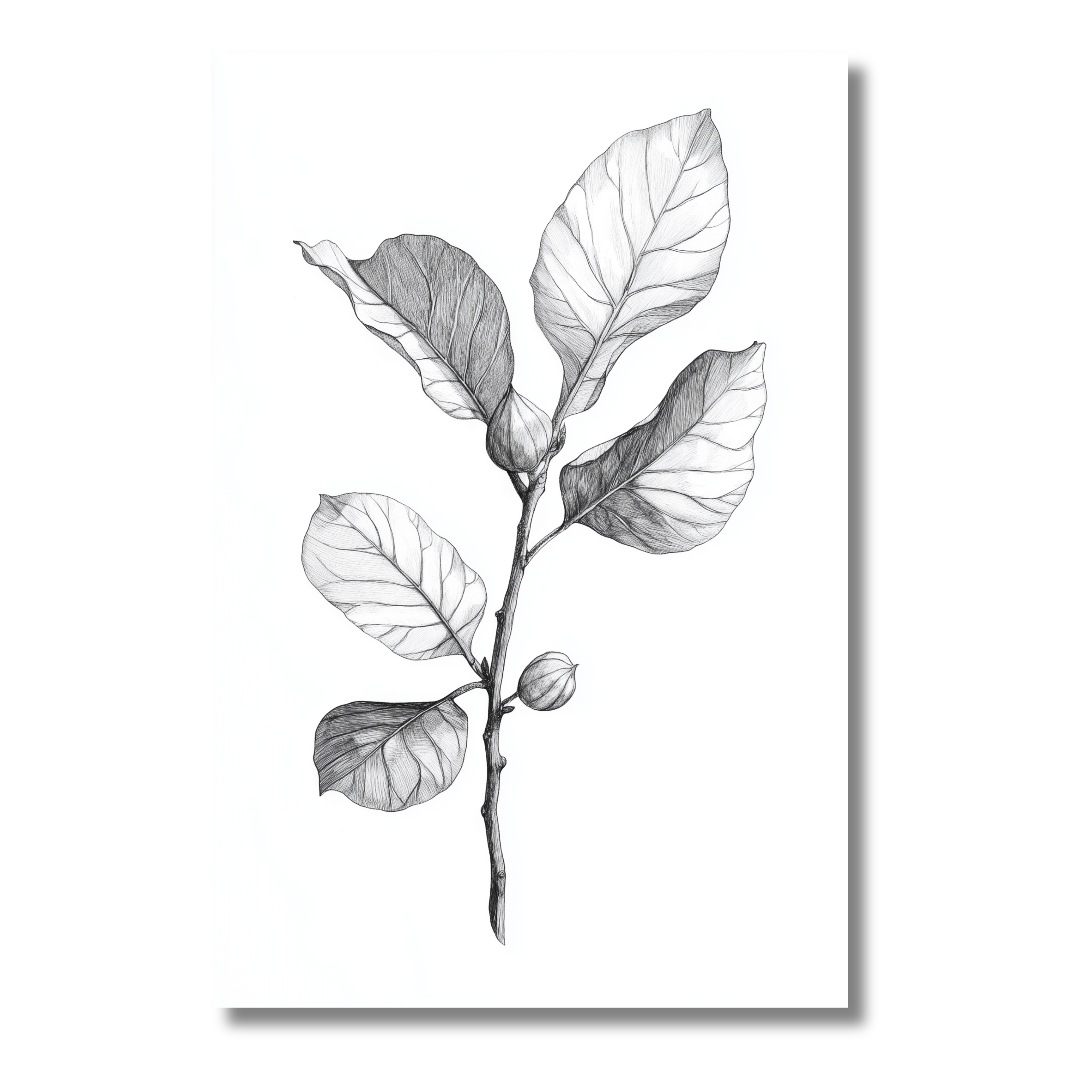 Lámina Botánica Clásica – Dibujo de Planta en Blanco y Negro