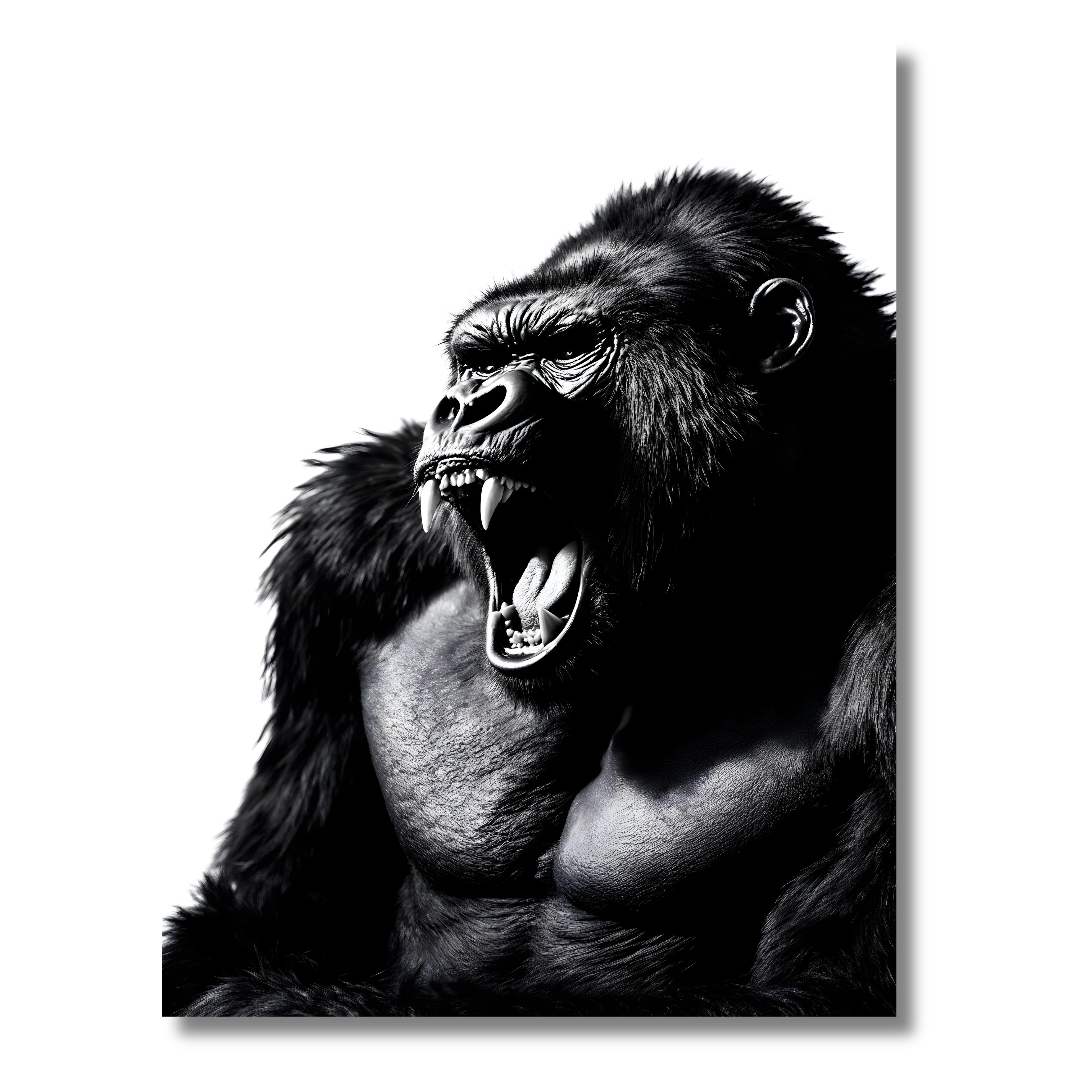 Gorila Salvaje Pensativo – Cuadro Animal Blanco y Negro de Impacto Visual