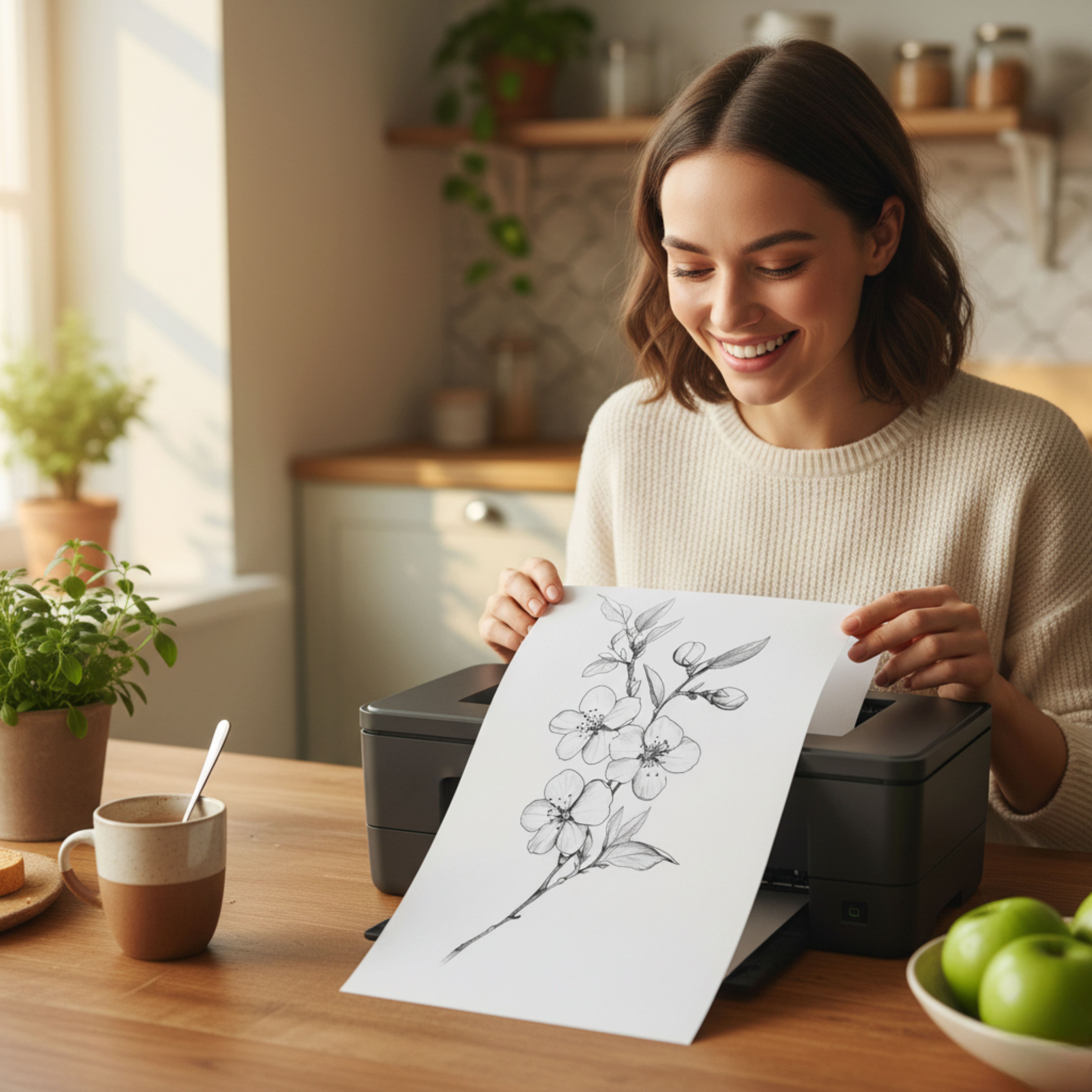 Póster de Ramas con Bayas – Diseño Delicado Estilo Sketch