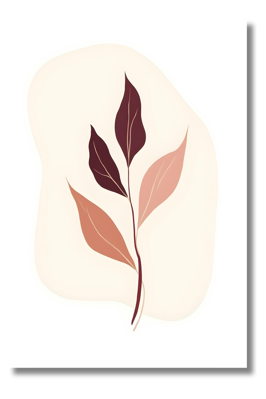 Cuadro Abstracto Boho con Ilustración Botánica