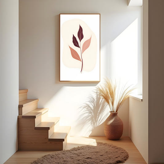 Cuadro Abstracto Boho con Ilustración Botánica
