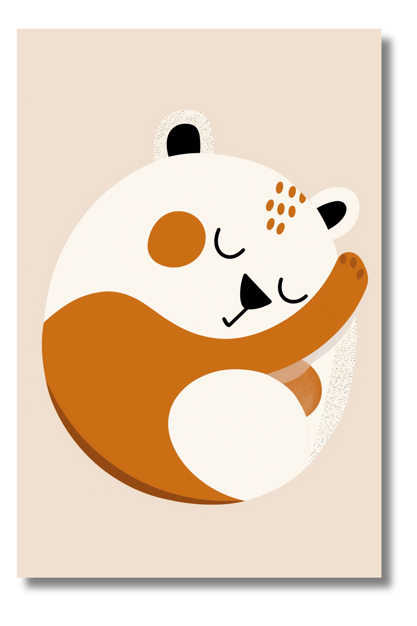 Osito Durmiendo en Estilo Minimalista – Cuadro de Animal Tierno para Niños