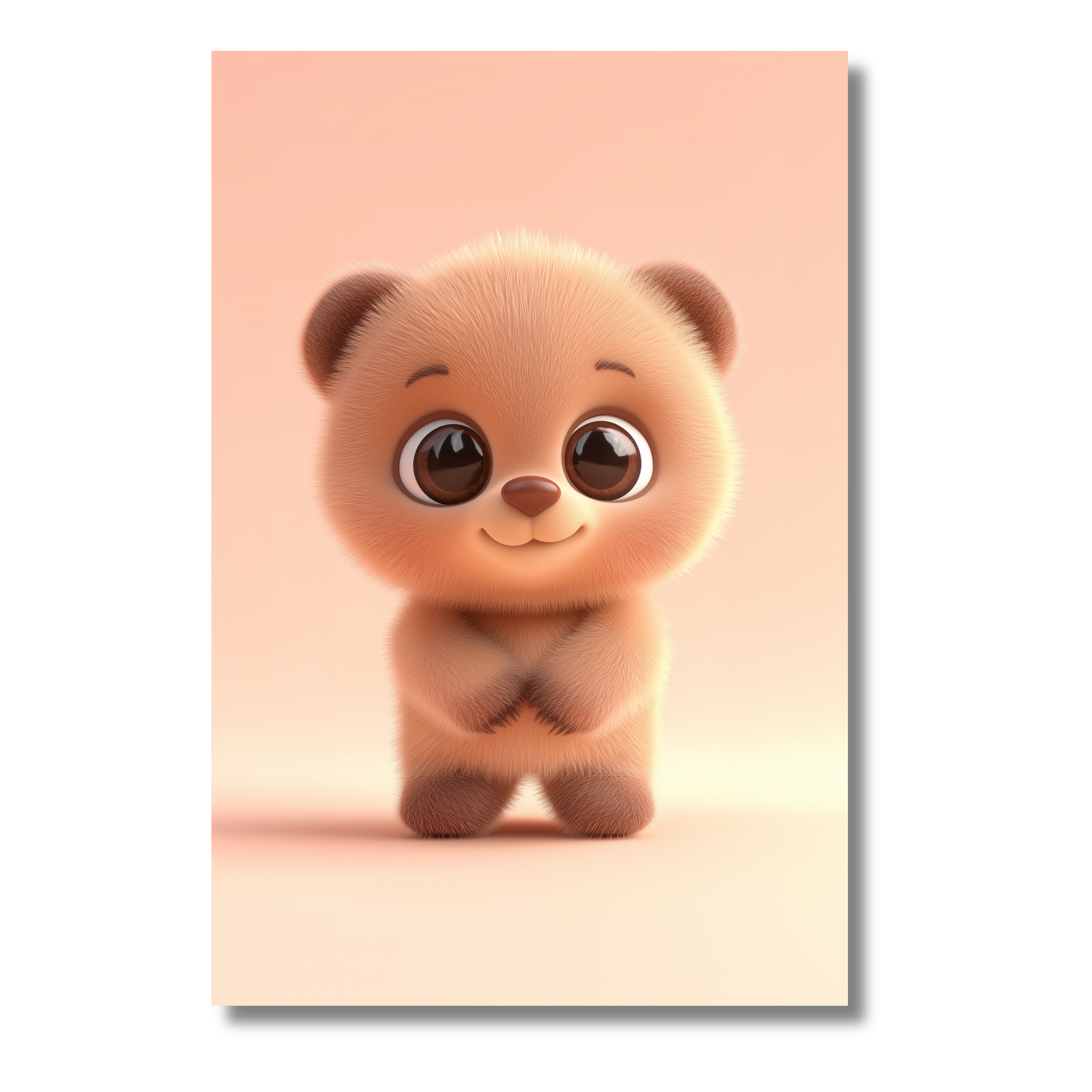 Oso Bebé con Ojos Grandes inspirado en el Estilo Pixar – Lámina Tierna para Niños