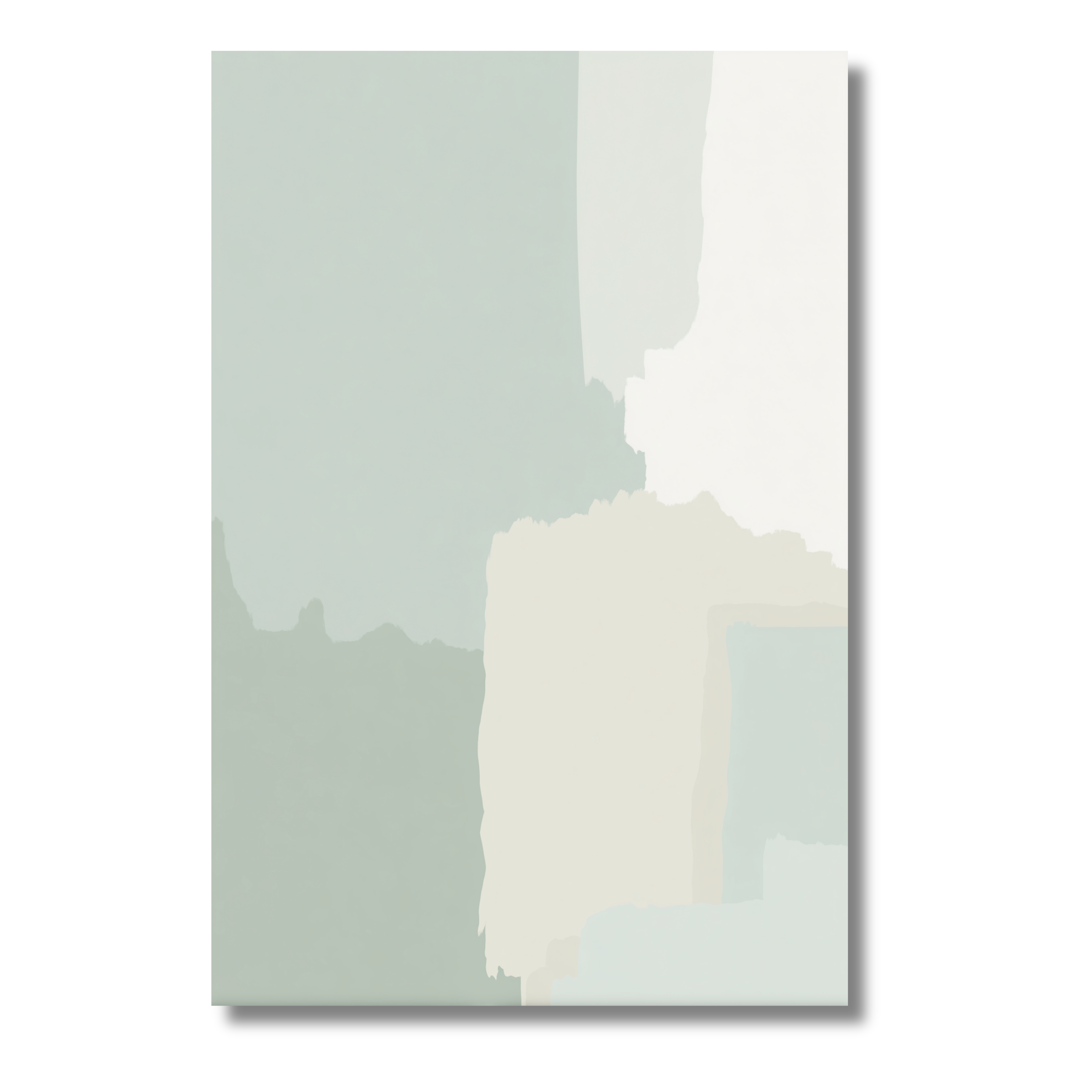 Formas Orgánicas en Verde y Beige – Póster Abstracto de Estilo Minimalista