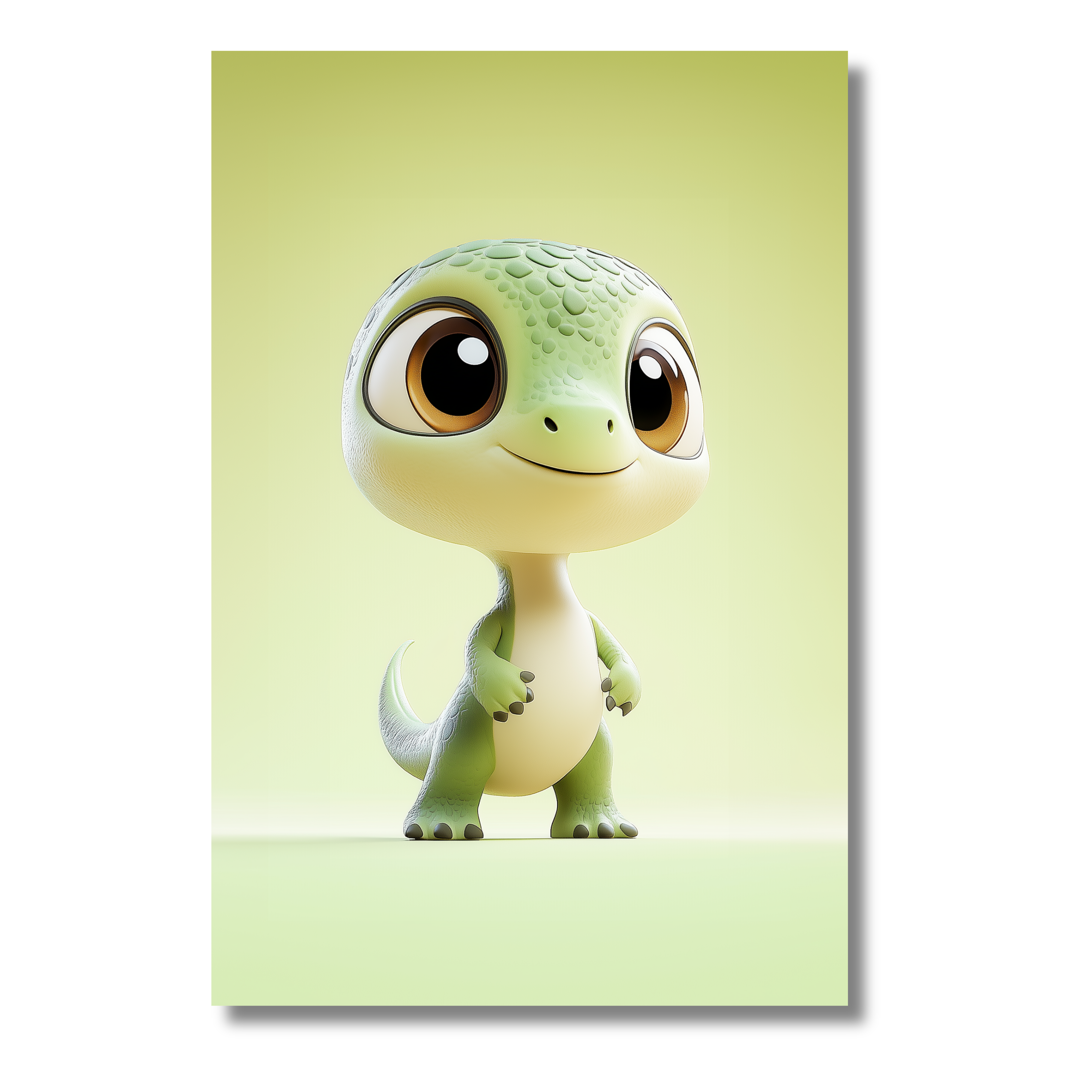 Dinosaurio Verde inspirado en el Estilo Pixar – Lámina Infantil Moderna