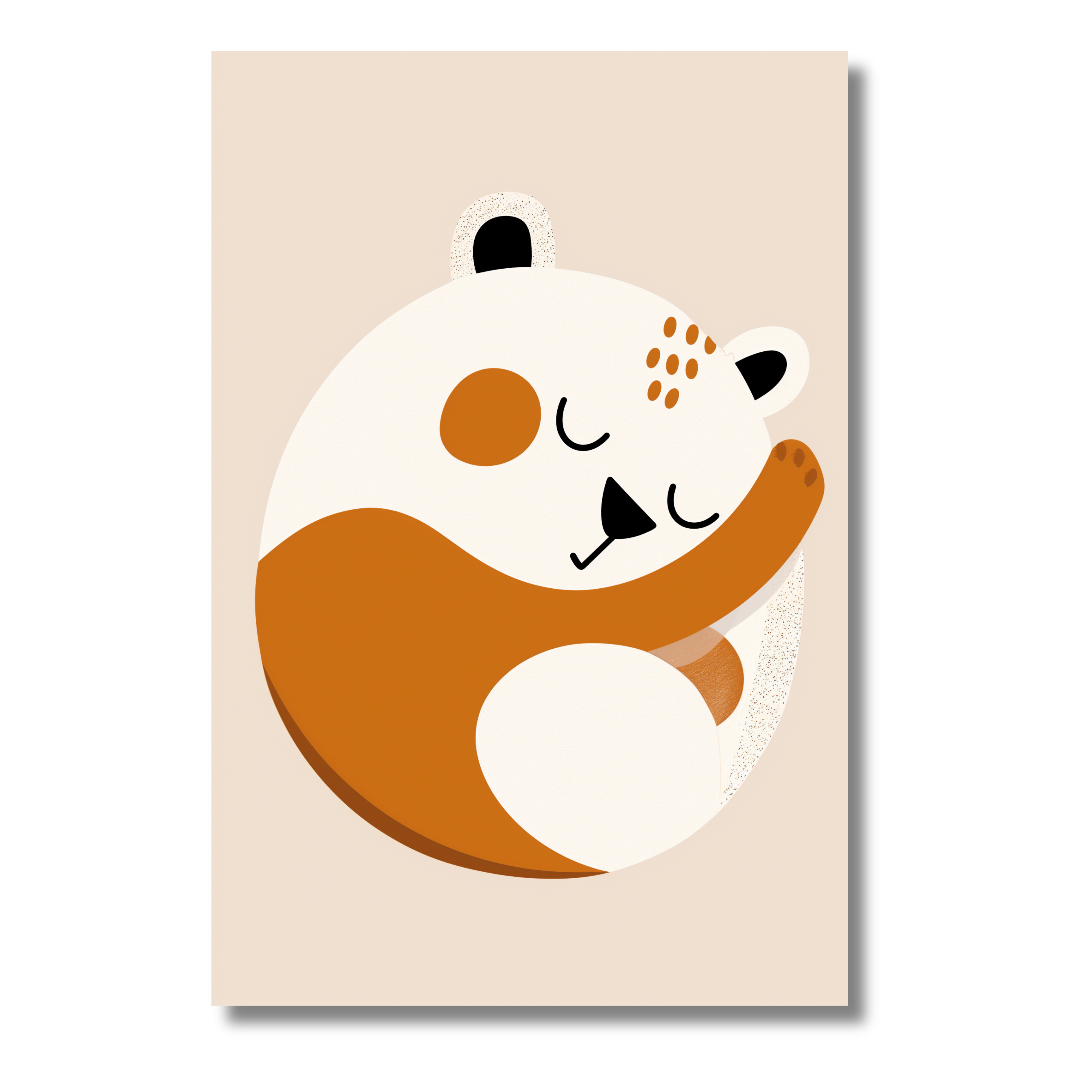 Osito Durmiendo en Estilo Minimalista – Cuadro de Animal Tierno para Niños