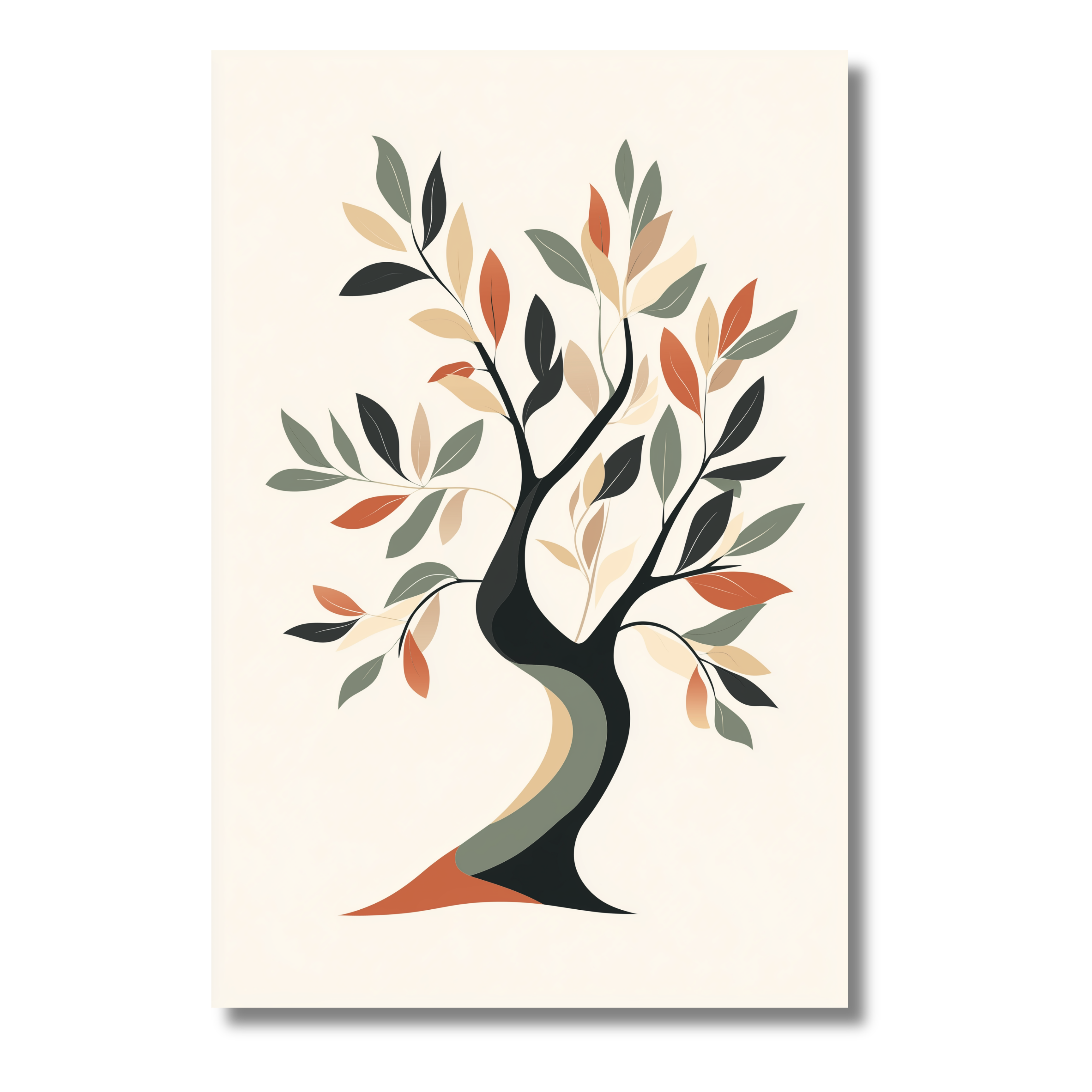 Árbol Decorativo Abstracto en Tonos Tierra – Lámina Botánica para Descargar