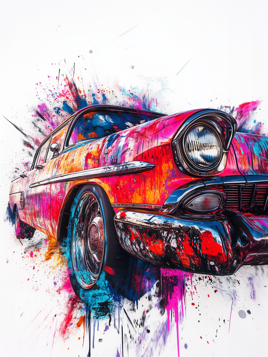Coche Clásico en Estilo Street Art
