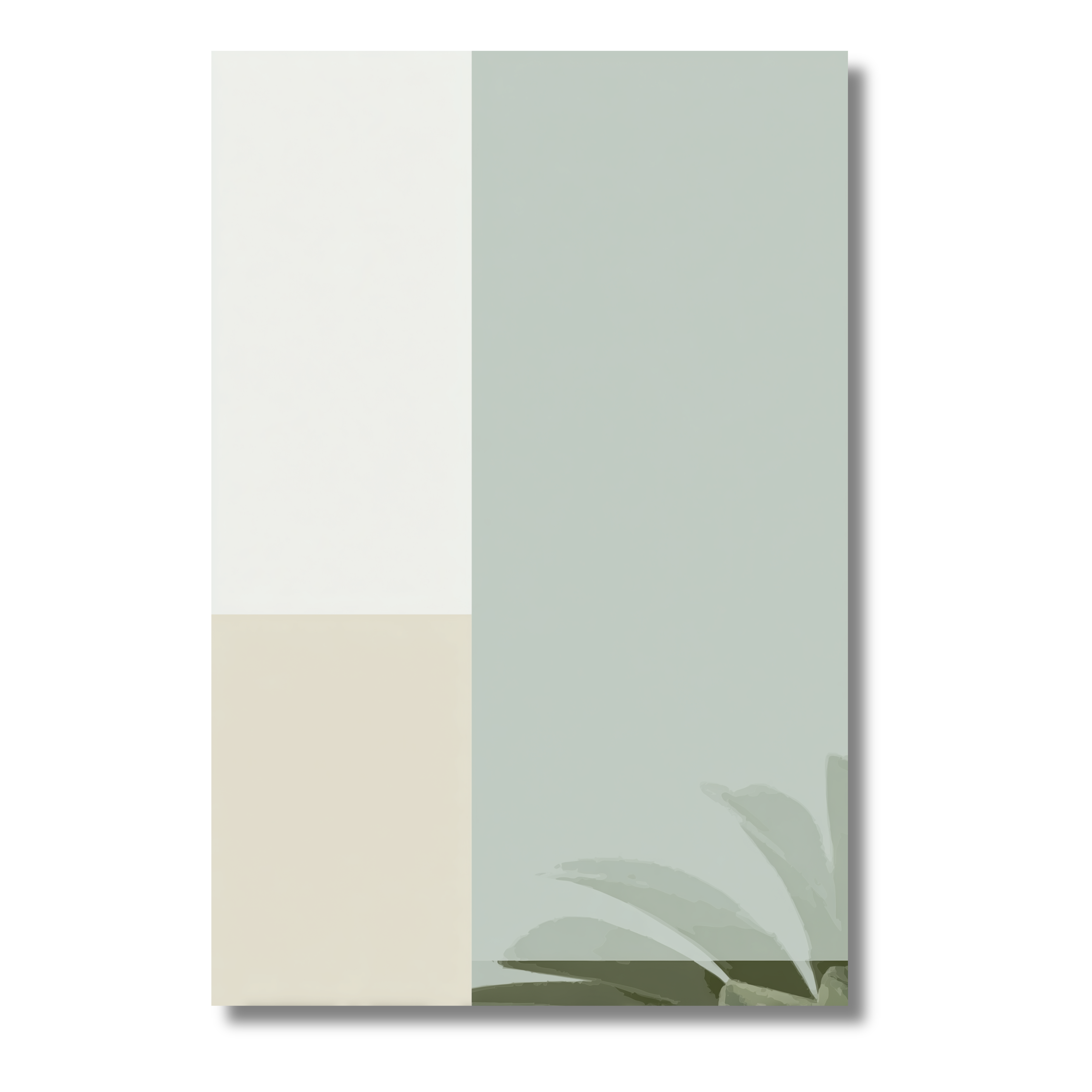 Formas Geométricas con Hojas en Tonos Suaves – Póster Minimalista Natural