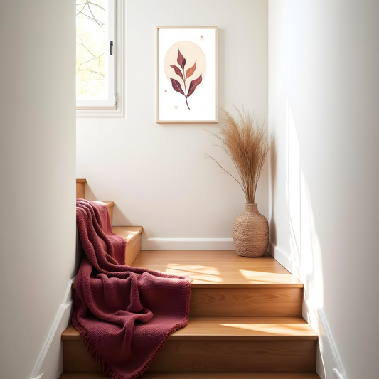 Arte Minimalista Bohemio con Ilustración de Hoja Elegante