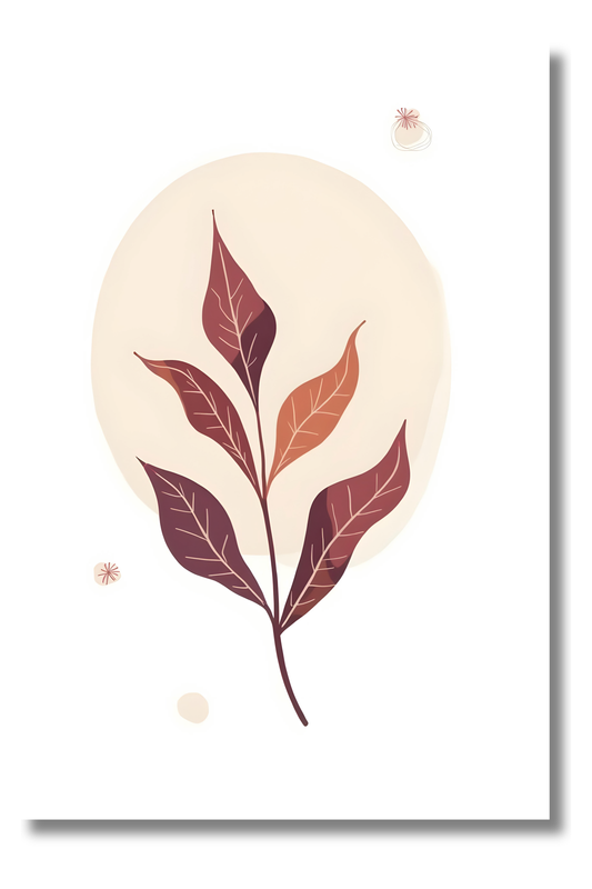 Arte Minimalista Bohemio con Ilustración de Hoja Elegante