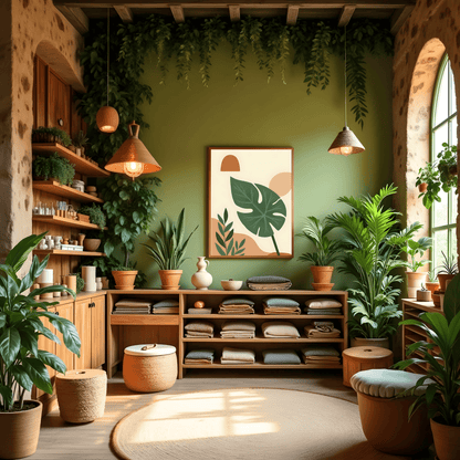 Composición Botánica Tropical con Formas Abstractas – Estilo Boho