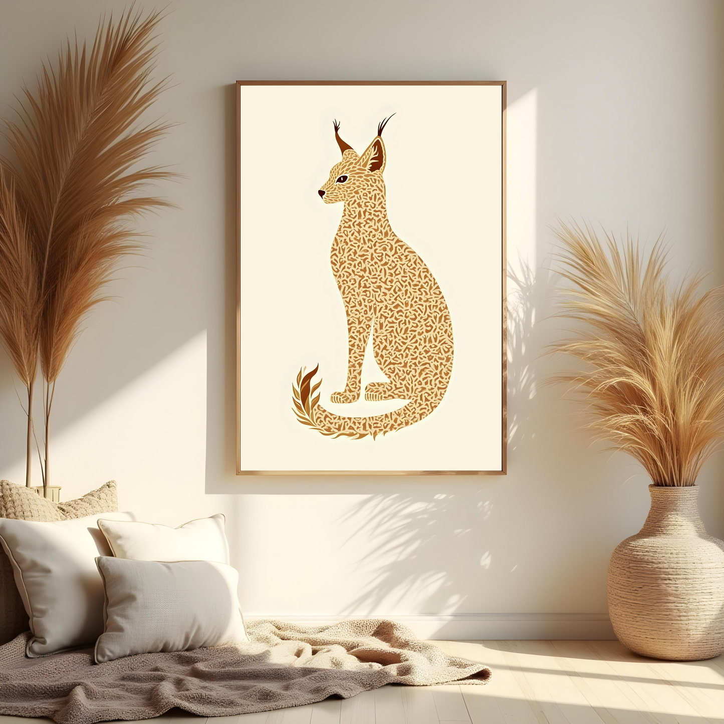 Lince Bohemio en Tonos Terracota – Arte Animal Salvaje para Decoración Moderna