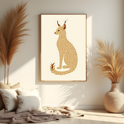 Lince Bohemio en Tonos Terracota – Arte Animal Salvaje para Decoración Moderna