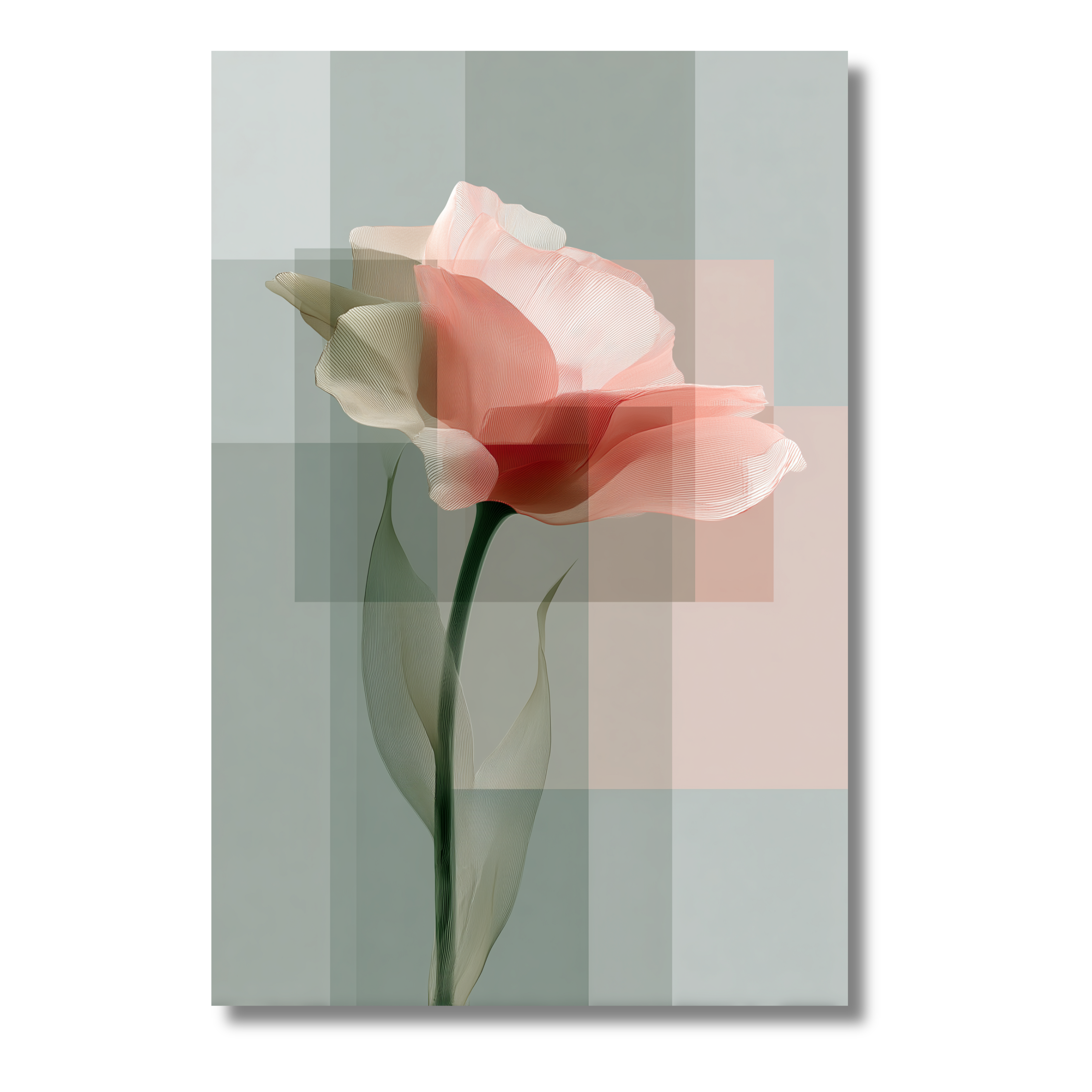 Flor Rosa en Capas Geométricas – Póster Minimalista de Estilo Moderno