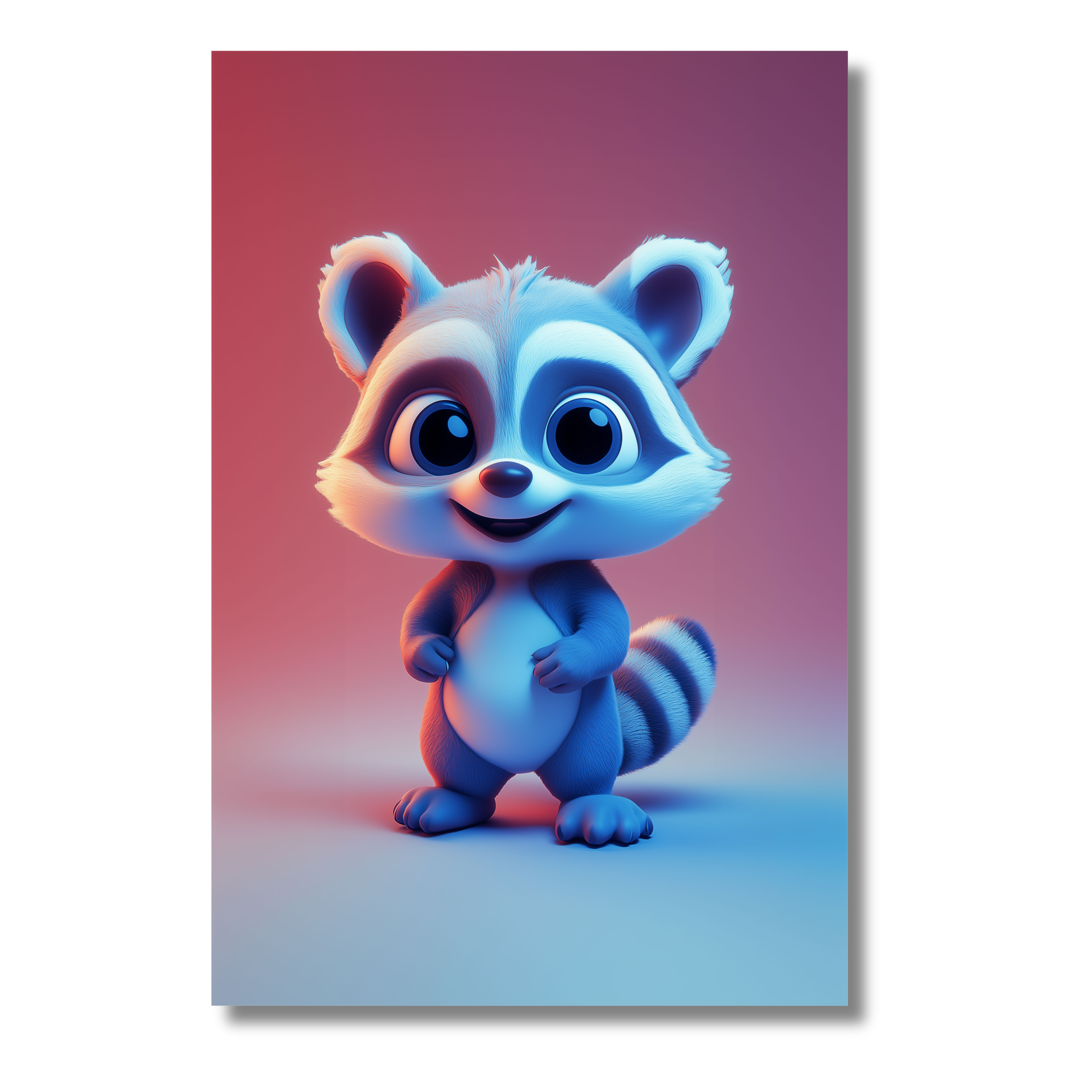 Mapache Azul inspirado en el Estilo Pixar – Póster Infantil Divertido
