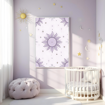 Flor Solar en Cielo Lavanda – Cuadro Espiritual para Espacios Tranquilos